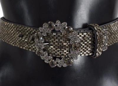 Shop Dolce & Gabbana Multicolor Wide Crystal Buckle Sequined Women's Belt