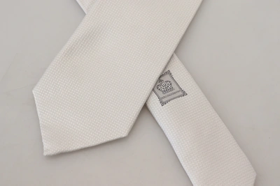 Shop Dolce & Gabbana Off White Silk Patterned Narrow Mens Neckmen's Men's Tie