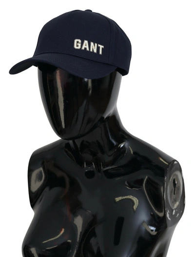 Shop Gant Blue Cotton Logo Print Baseball Cap Casual Men's Hat