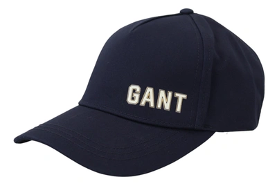 Shop Gant Blue Cotton Logo Print Baseball Cap Casual Men's Hat