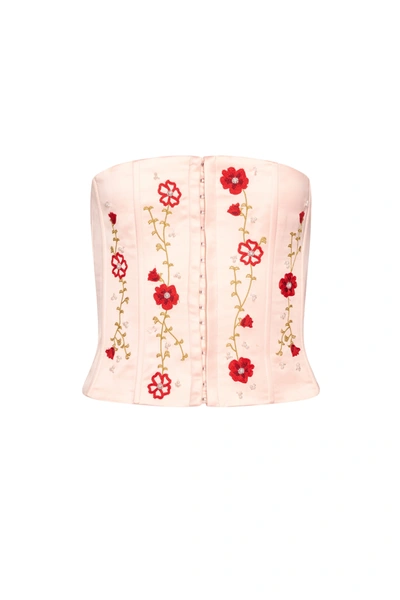 Danielle Guizio Ny Meadows Satin Corset In Ballet Slipper