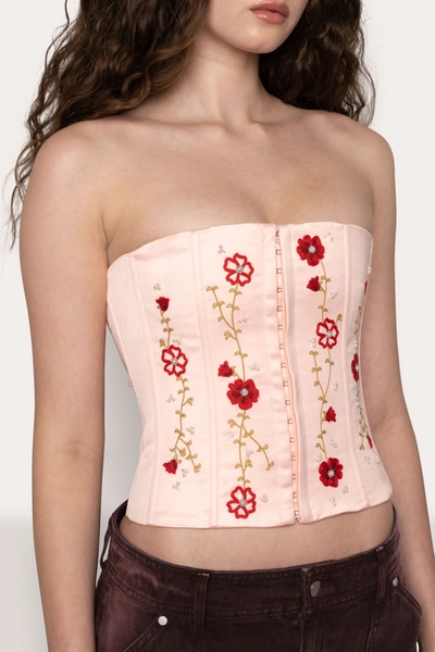 Danielle Guizio Ny Meadows Satin Corset In Ballet Slipper