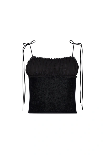 Shop Danielle Guizio Ny Ruched Chiffon Knit Tank In Black