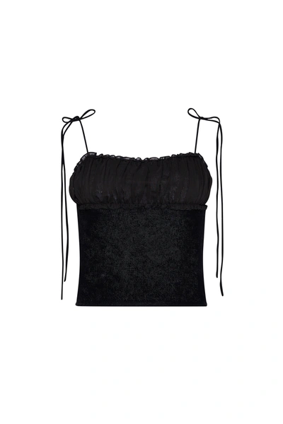 Danielle Guizio Ny Ruched Chiffon Knit Tank In Black