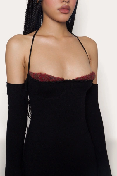 Shop Danielle Guizio Ny Rosemere Knit Mini Dress In Black / Red