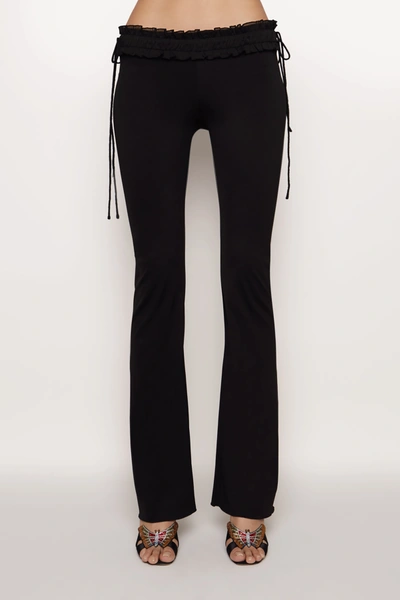 Shop Danielle Guizio Ny Ruched Side Tie Stretch Pant In Black