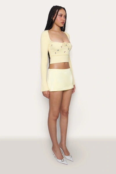 Shop Danielle Guizio Ny Satin Mini Skirt In Pale Yellow