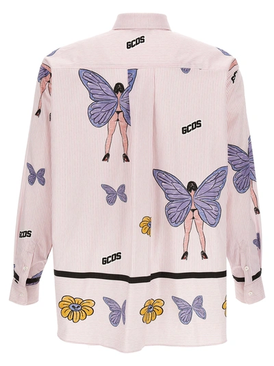 Shop Gcds Butterfly Shirt, Blouse Pink