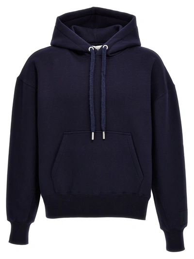 Shop Ami Alexandre Mattiussi Cotton Hoodie Sweatshirt Blue