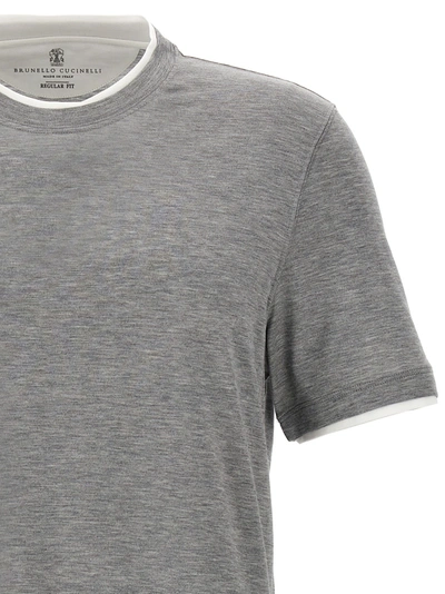 Shop Brunello Cucinelli Double Layer T-shirt Gray