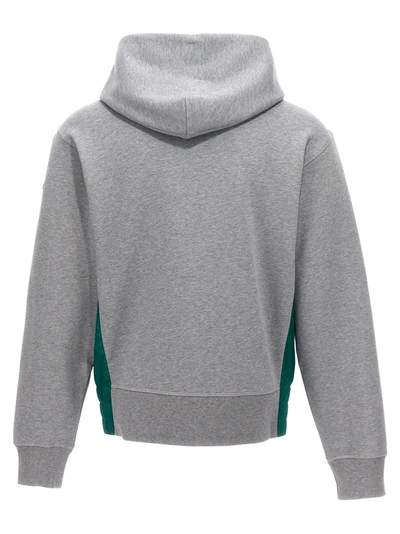 Shop Moncler Logo Embroidery Hoodie Sweatshirt Gray