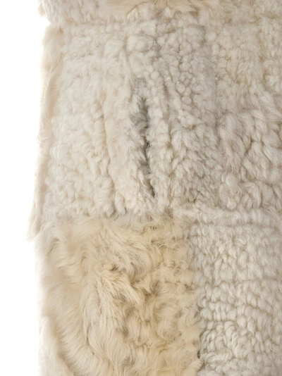 Shop Chloé Patchwork Sheepskin Vest Gilet White