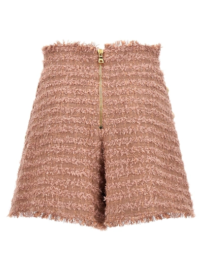 Shop Balmain Tweed Shorts Bermuda, Short In Pink