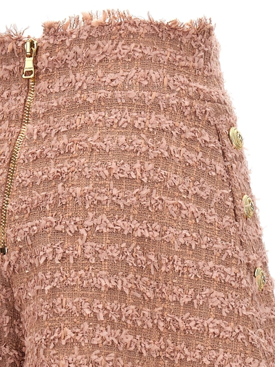 Shop Balmain Tweed Shorts Bermuda, Short In Pink