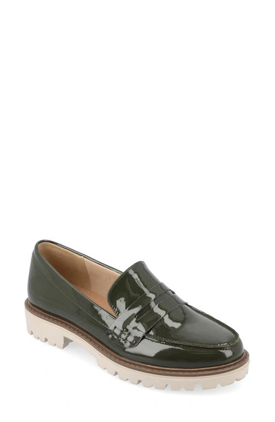 Shop Journee Collection Kenley Penny Loafer In Patent/ Green