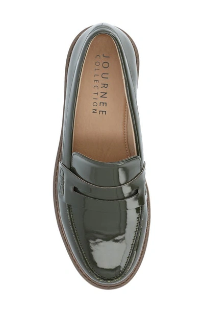 Shop Journee Collection Kenley Penny Loafer In Patent/ Green