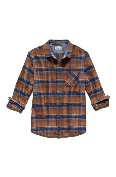 Shop Flag And Anthem Ironwood Long Sleeve Plaid Single Pocket Flannel Shirt In Brown/ Navy