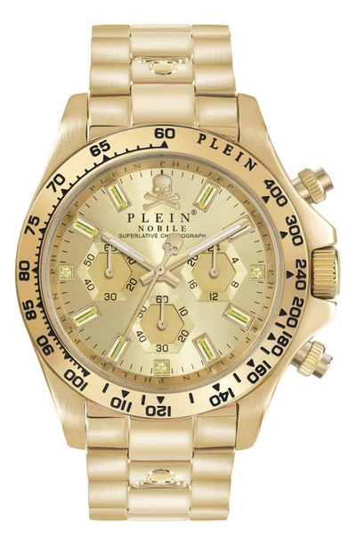 Shop Philipp Plein Nobile Chronograph Bracelet Watch, 43mm In Yellow Gold