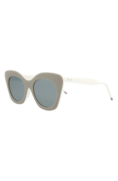 Shop Thom Browne 52mm Cat Eye Sunglasses In Grey White