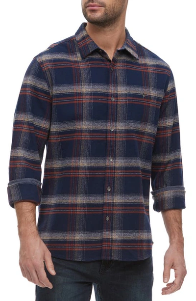 Shop Flag And Anthem Blakesburg Plaid Long Sleeve Cotton Button-up Shirt In Navy/ Red/ Yellow