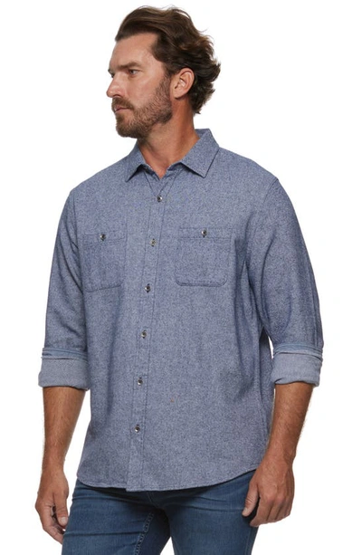 Shop Flag And Anthem Haysville Long Sleeve Cotton Twill Button-up Shirt In Navy