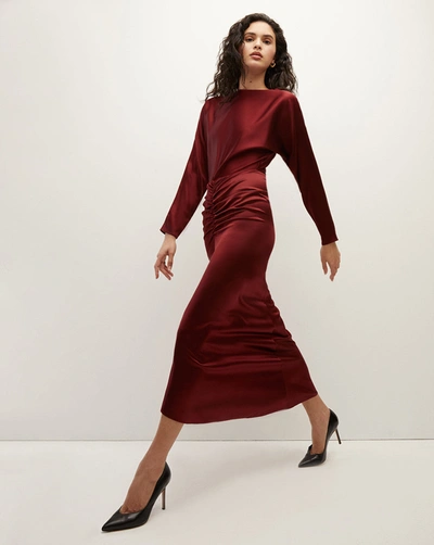 Shop Veronica Beard Sabri Stretch-silk Charmeuse Dress In Maroon