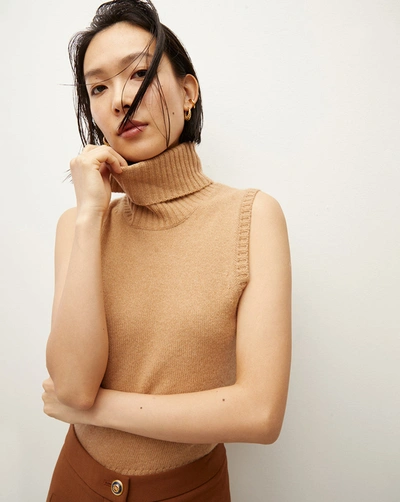 Shop Veronica Beard Mazzy Cashmere Shell In Camel