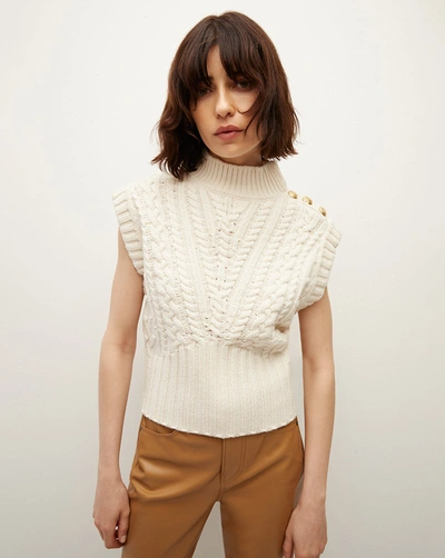 Shop Veronica Beard Holton Lambswool Knit Vest In Off-white