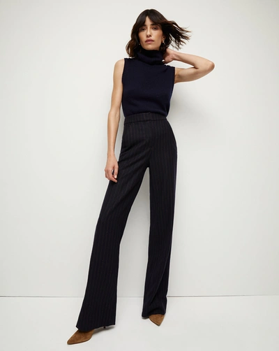 Shop Veronica Beard Tonelli Pinstriped Pant In Navy Multi