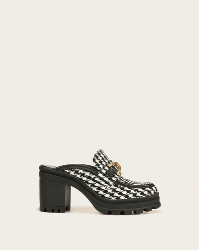 Shop Veronica Beard Wynter Houndstooth Loafer Mule Black White In Black/white
