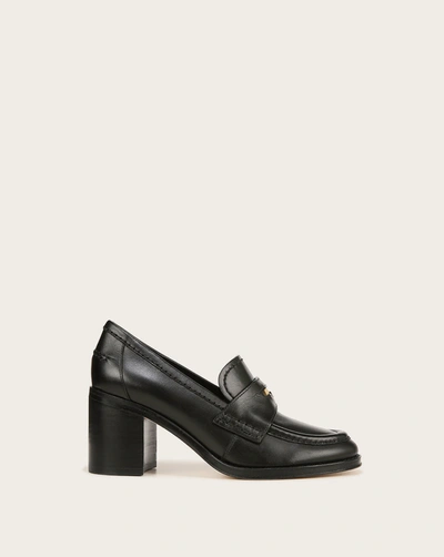 Shop Veronica Beard Penny Leather Loafer Heel In Black