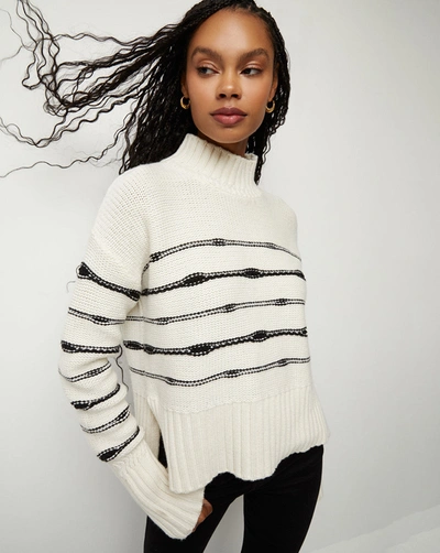Shop Veronica Beard Viori Striped Sweater In White/black