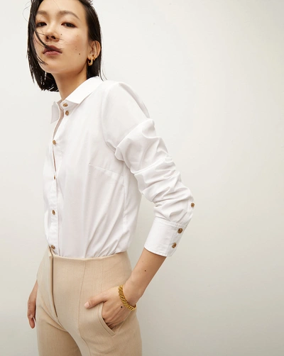 Shop Veronica Beard Libby Poplin Button-down Shirt In White