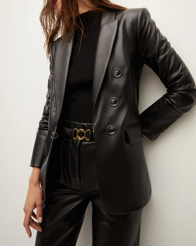 Shop Veronica Beard Beacon Vegan Leather Dickey Jacket In Black