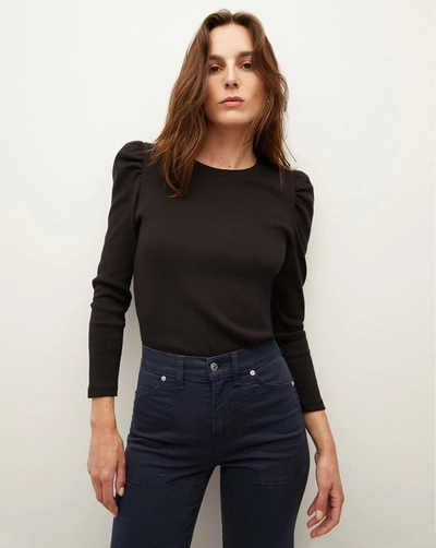 Veronica Beard Britney Rib Top In Black