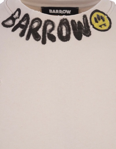 Shop Barrow Dove Sweatshirt With Logo On Neck In Brown