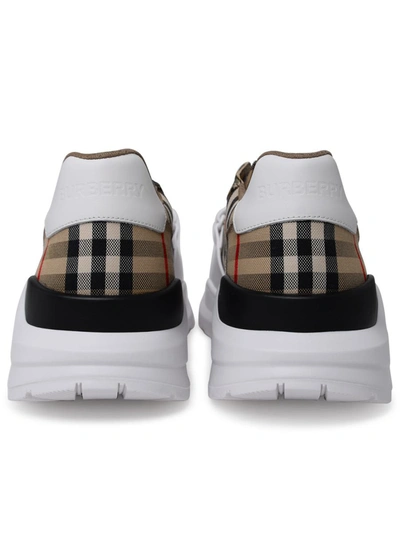 Shop Burberry Beige New Regis Check Sneakers