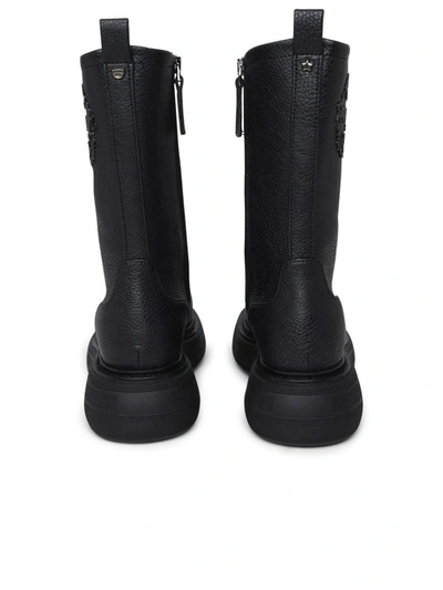Shop Chiara Ferragni 'ghirls' Black Hammered Leather Amphibious Boots
