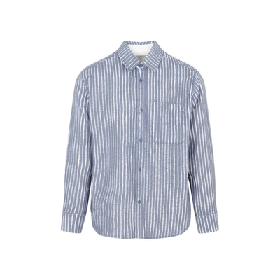 Shop Craig Green Hand-frayed Stripe Shirt In Blue