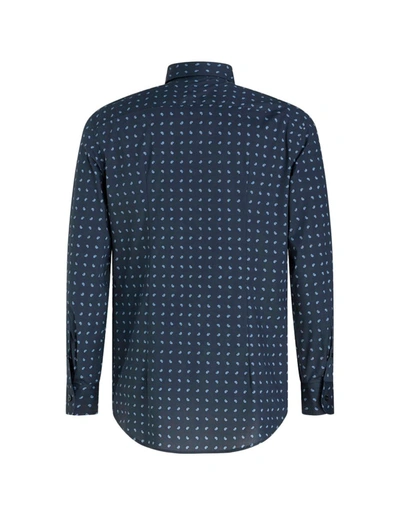 Shop Etro Navy Shirt With Micro Paisley Patterns In Blue