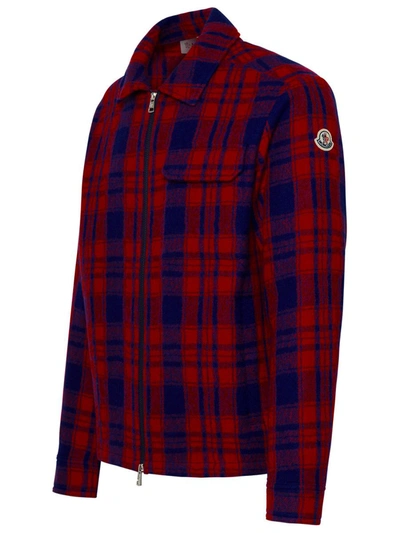 Shop Moncler Two-tone Wool Shirt In Red