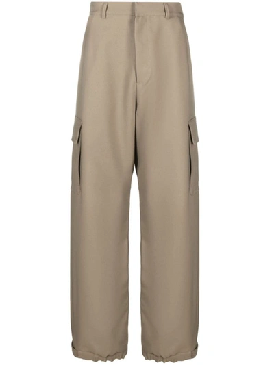 Shop Off-white Cotton Trousers In Beige