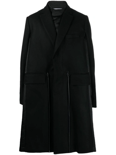 Shop Sacai Wool Melton Coat In Black
