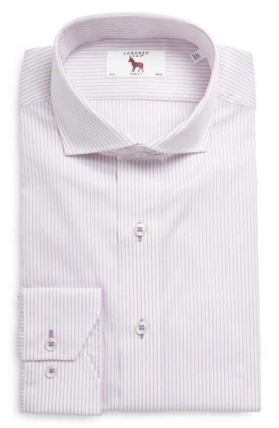 Shop Lorenzo Uomo Trim Fit Textured Stripe Dress Shirt In White/ Pink