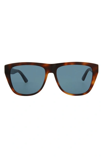 Shop Gucci 57mm Square Sunglasses In Havana Blue
