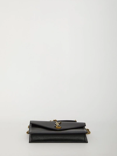 Shop Saint Laurent Cassandre Bag With Chain In Black
