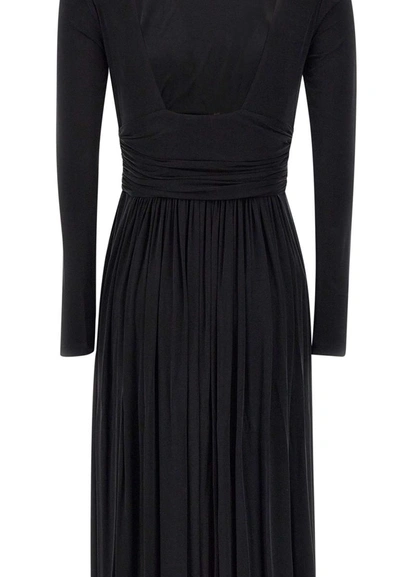 Shop Elisabetta Franchi "red Carpet" Cupro Jersey Dress In Black
