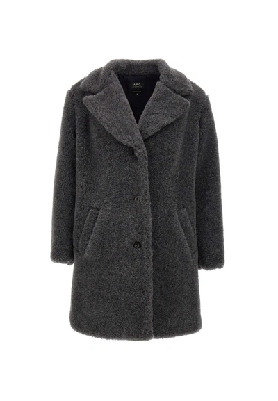 Shop Apc A.p.c. "manteau Nicolette" Wool Coat In Grey