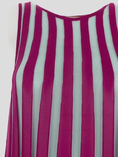 Shop Drumohr Knit Stripes Dress In Purple