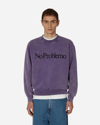 Shop Aries Acid No Problemo Crewneck Sweatshirt In Purple